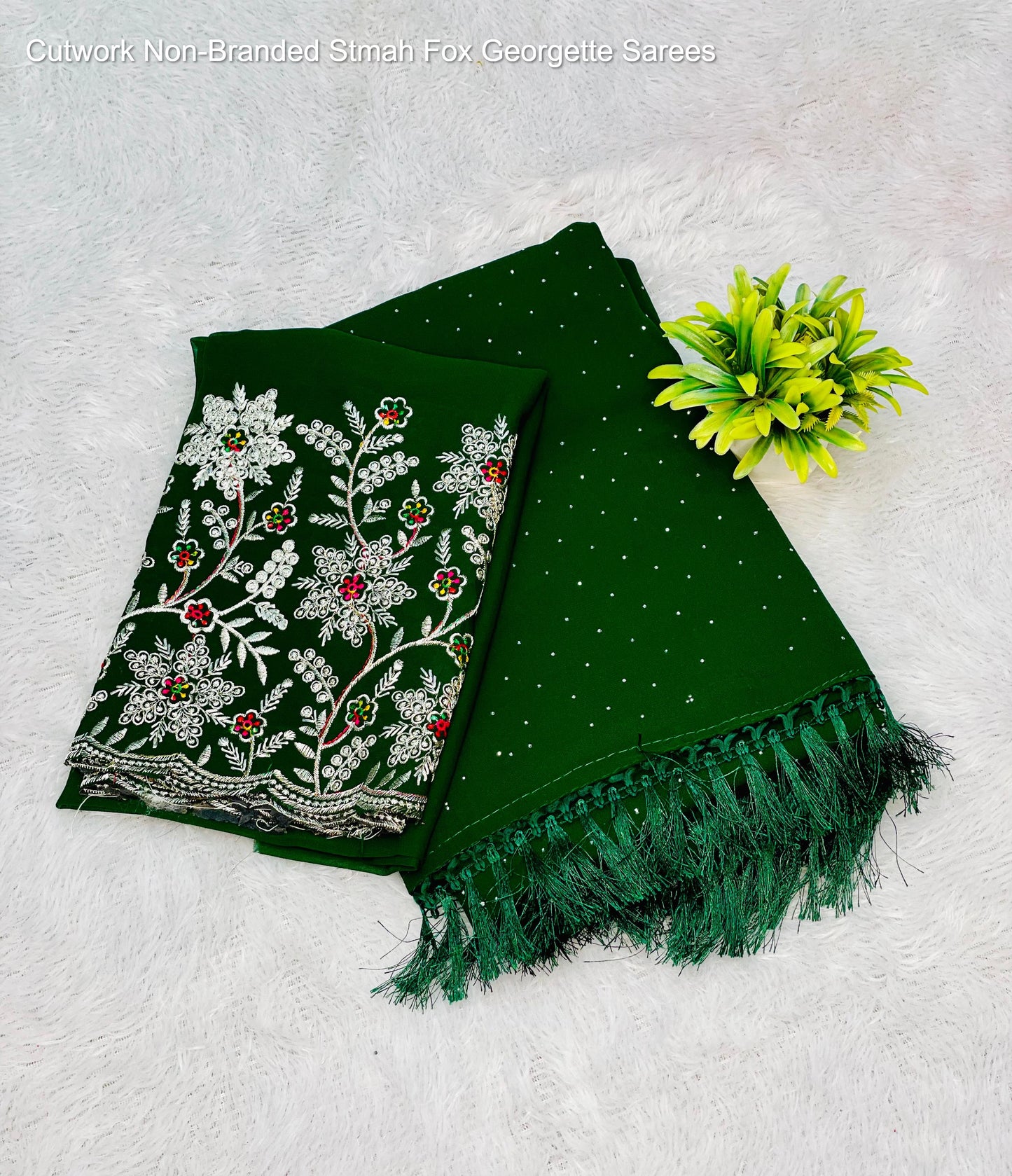 Cutwork Non-Branded Stmah Fox Georgette Sarees