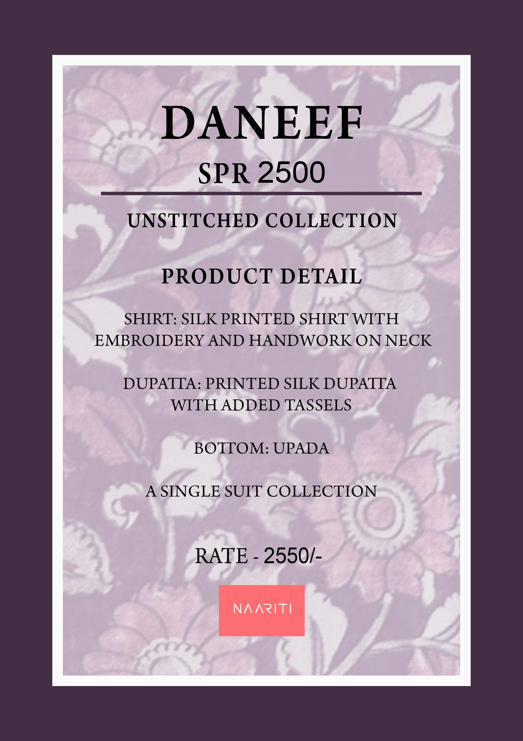 Daneef 2500 Naariti Silk Unstitched Suits
