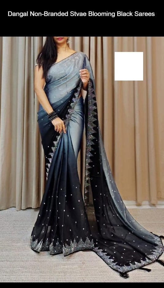Dangal Non-Branded Stvae Blooming Black Sarees