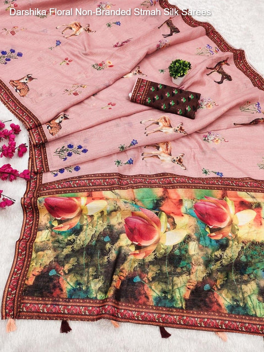 Darshika Floral Non-Branded Stmah Silk Sarees