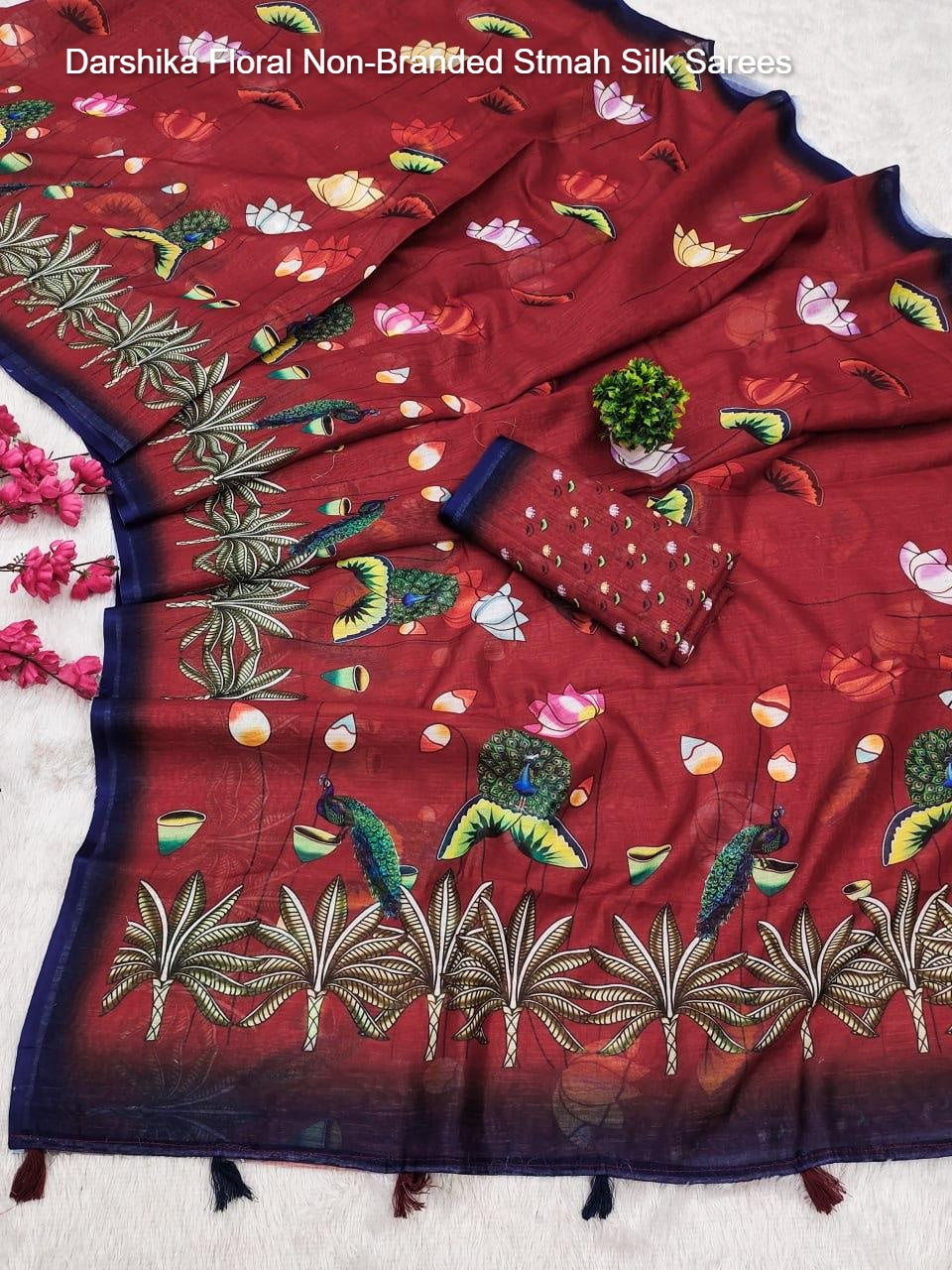 Darshika Floral Non-Branded Stmah Silk Sarees