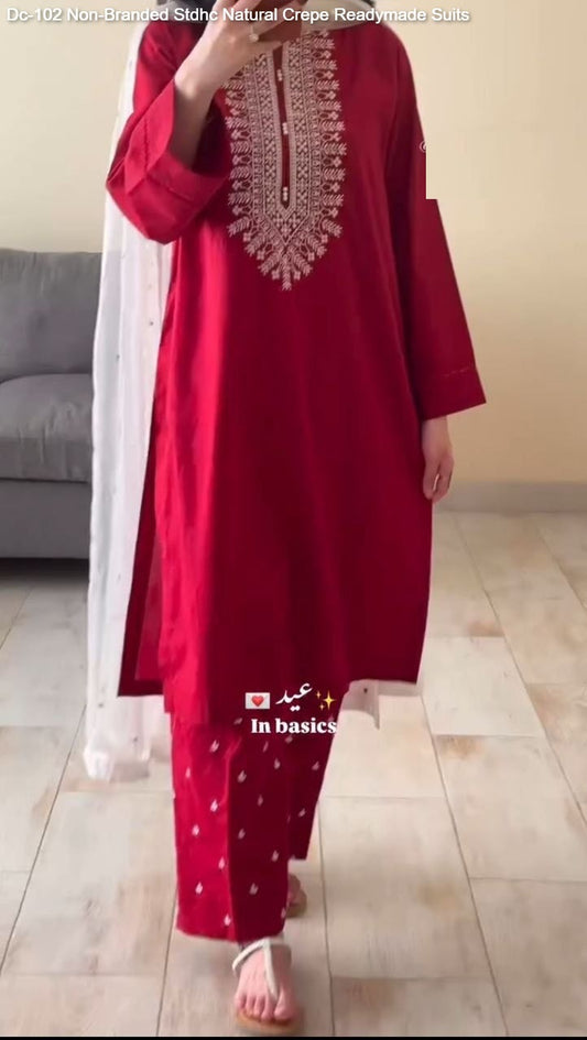 Dc-102 Non-Branded Stdhc Natural Crepe Readymade Suits