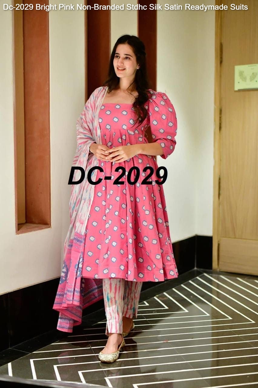 Dc-2029 Bright Pink Non-Branded Stdhc Silk Satin Readymade Suits