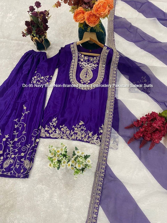 Dc-95 Navy Blue Non-Branded Stdhc Embroidery Pakistani Salwar Suits