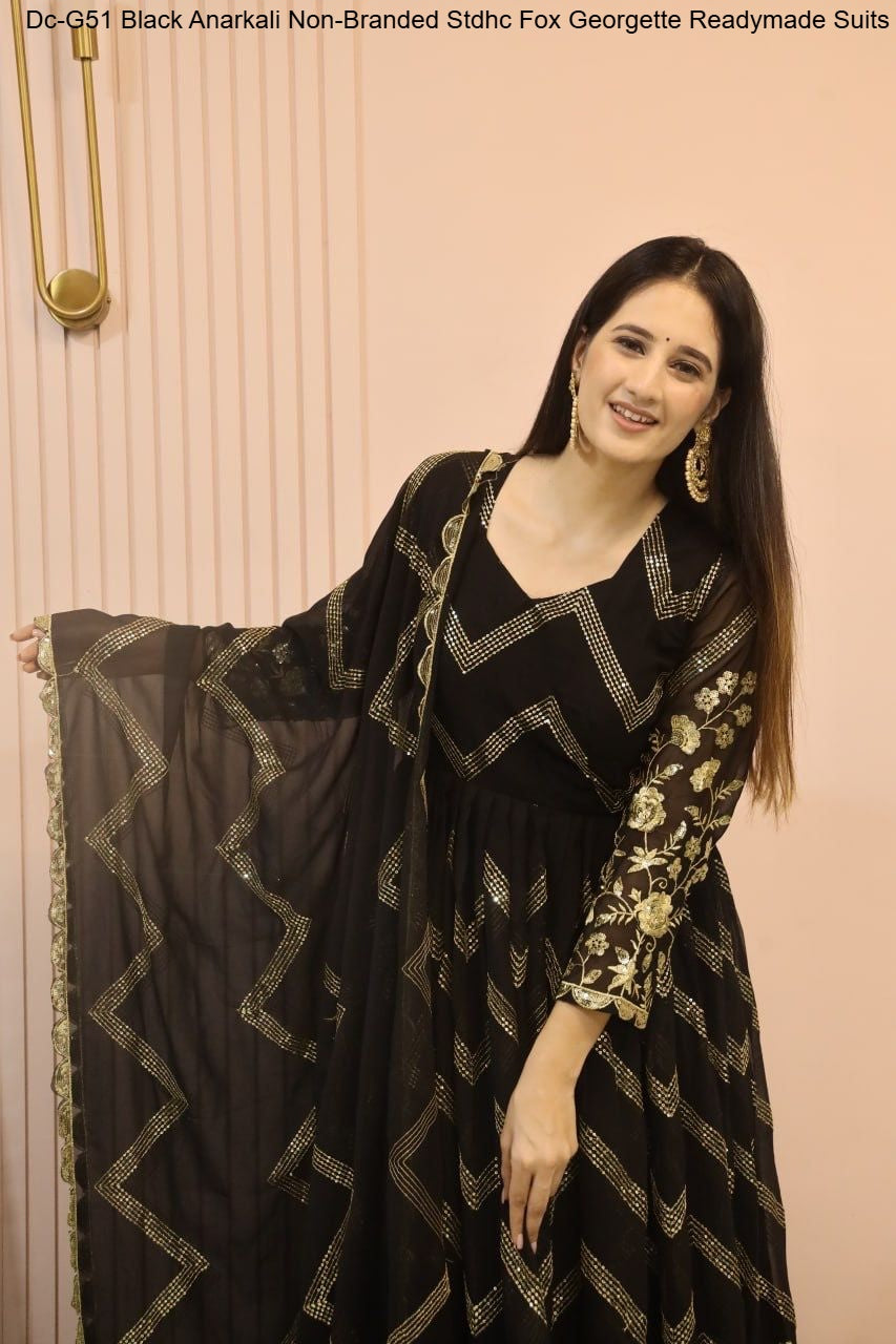 Dc-G51 Black Anarkali Non-Branded Stdhc Fox Georgette Readymade Suits