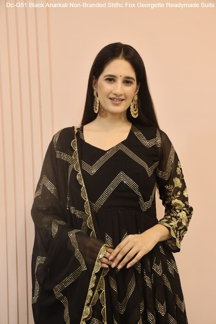 Dc-G51 Black Anarkali Non-Branded Stdhc Fox Georgette Readymade Suits