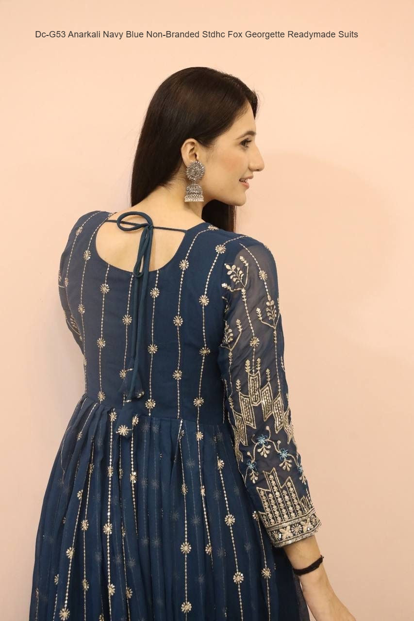Dc-G53 Anarkali Navy Blue Non-Branded Stdhc Fox Georgette Readymade Suits