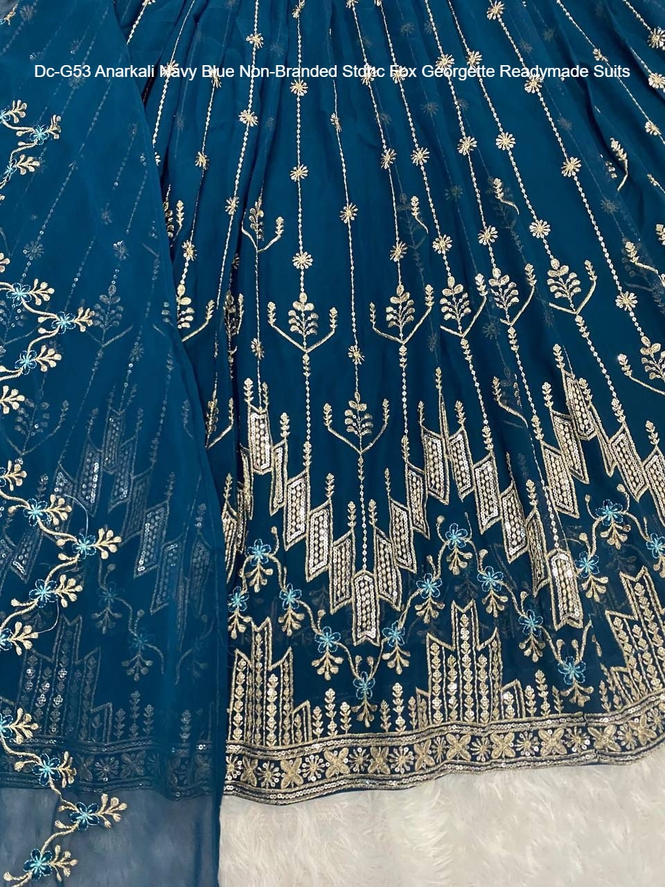 Dc-G53 Anarkali Navy Blue Non-Branded Stdhc Fox Georgette Readymade Suits