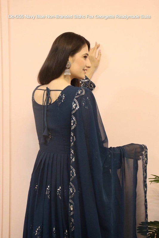 Dc-G55 Navy Blue Non-Branded Stdhc Fox Georgette Readymade Suits