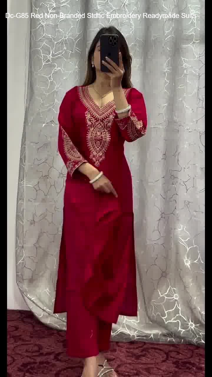 Dc-G85 Red Non-Branded Stdhc Embroidery Readymade Suits