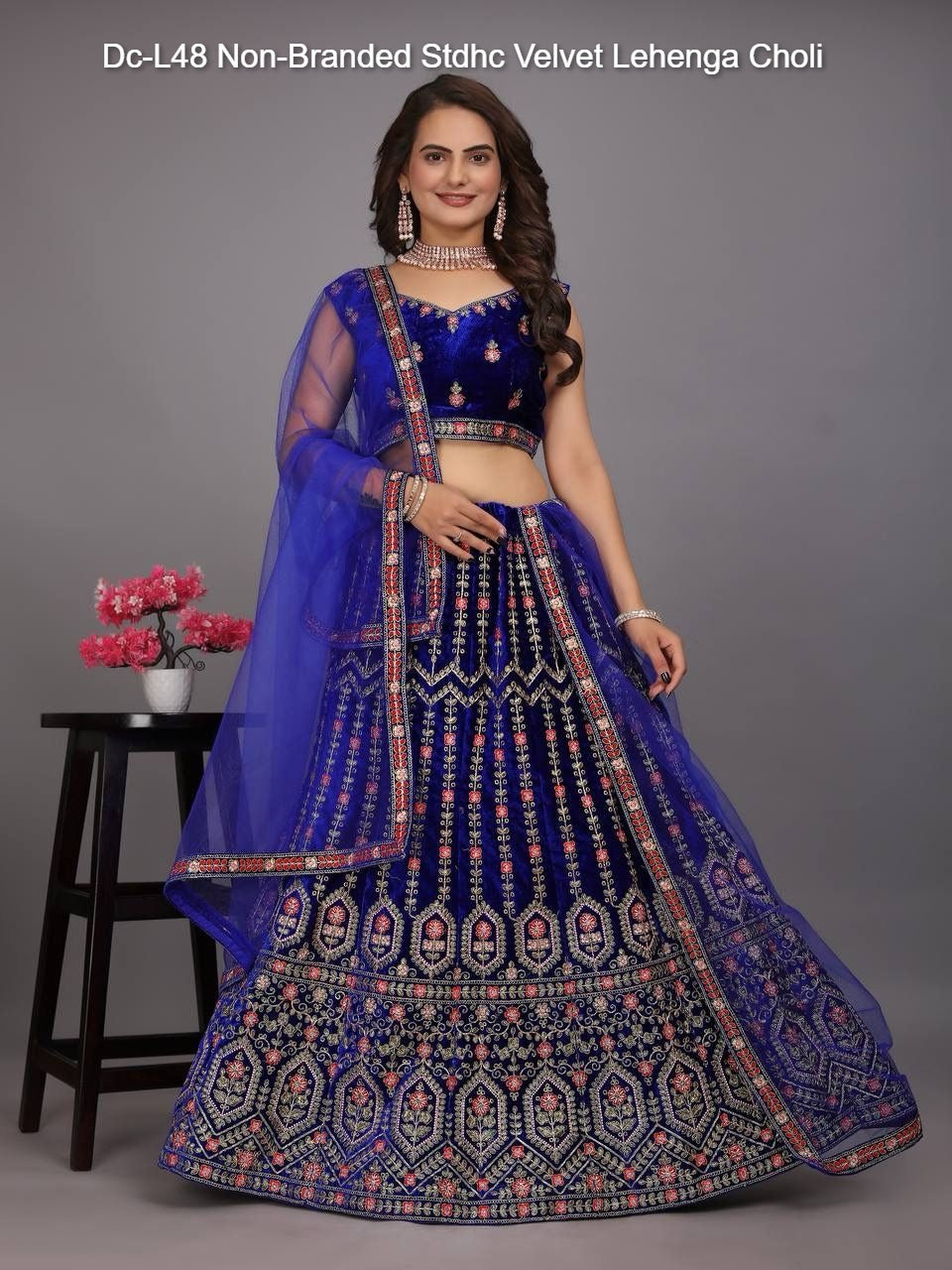 Dc-L48 Non-Branded Stdhc Velvet Lehenga Choli