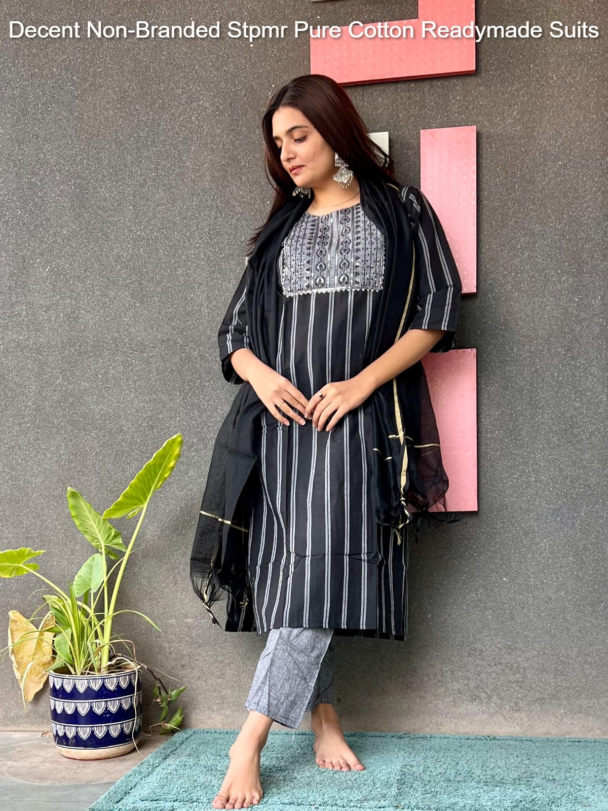 Decent Non-Branded Stpmr Pure Cotton Readymade Suits