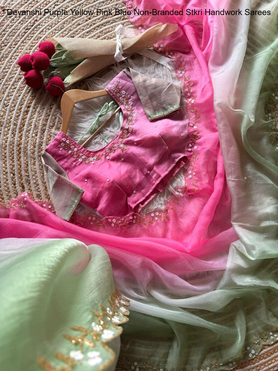 Devanshi Purple Yellow Pink Blue Non-Branded Stkri Handwork Sarees