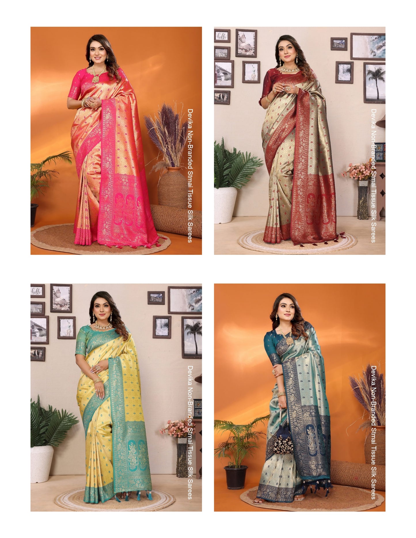 Devika Non-Branded Stmai Tissue Silk Sarees