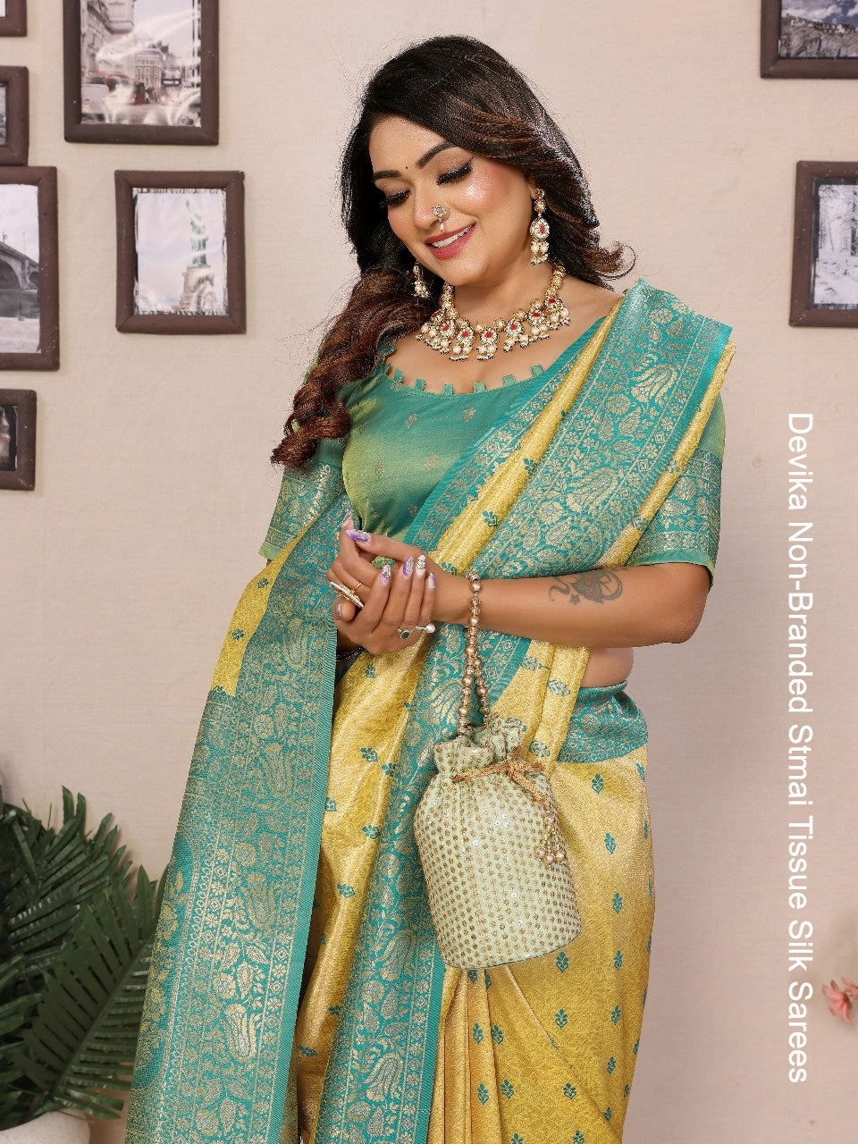 Devika Non-Branded Stmai Tissue Silk Sarees