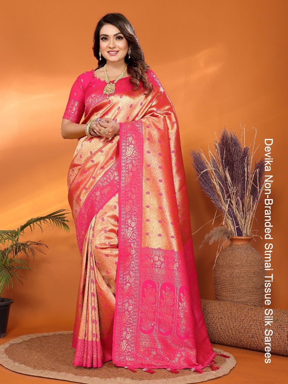 Devika Non-Branded Stmai Tissue Silk Sarees