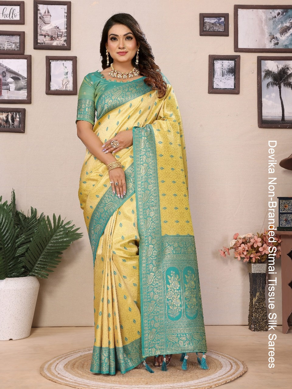Devika Non-Branded Stmai Tissue Silk Sarees