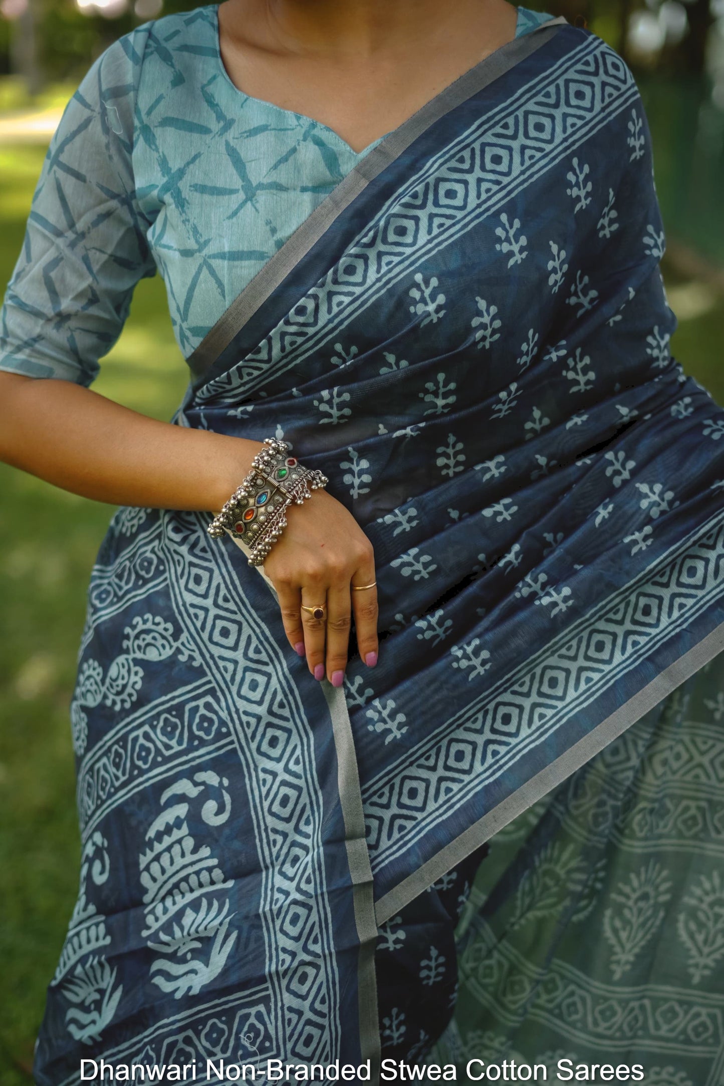 Dhanwari Non-Branded Stwea Cotton Sarees