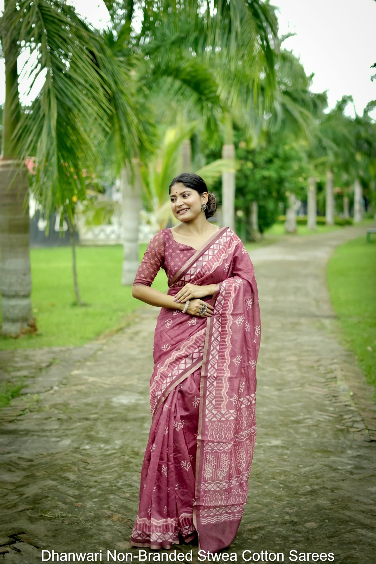 Dhanwari Non-Branded Stwea Cotton Sarees