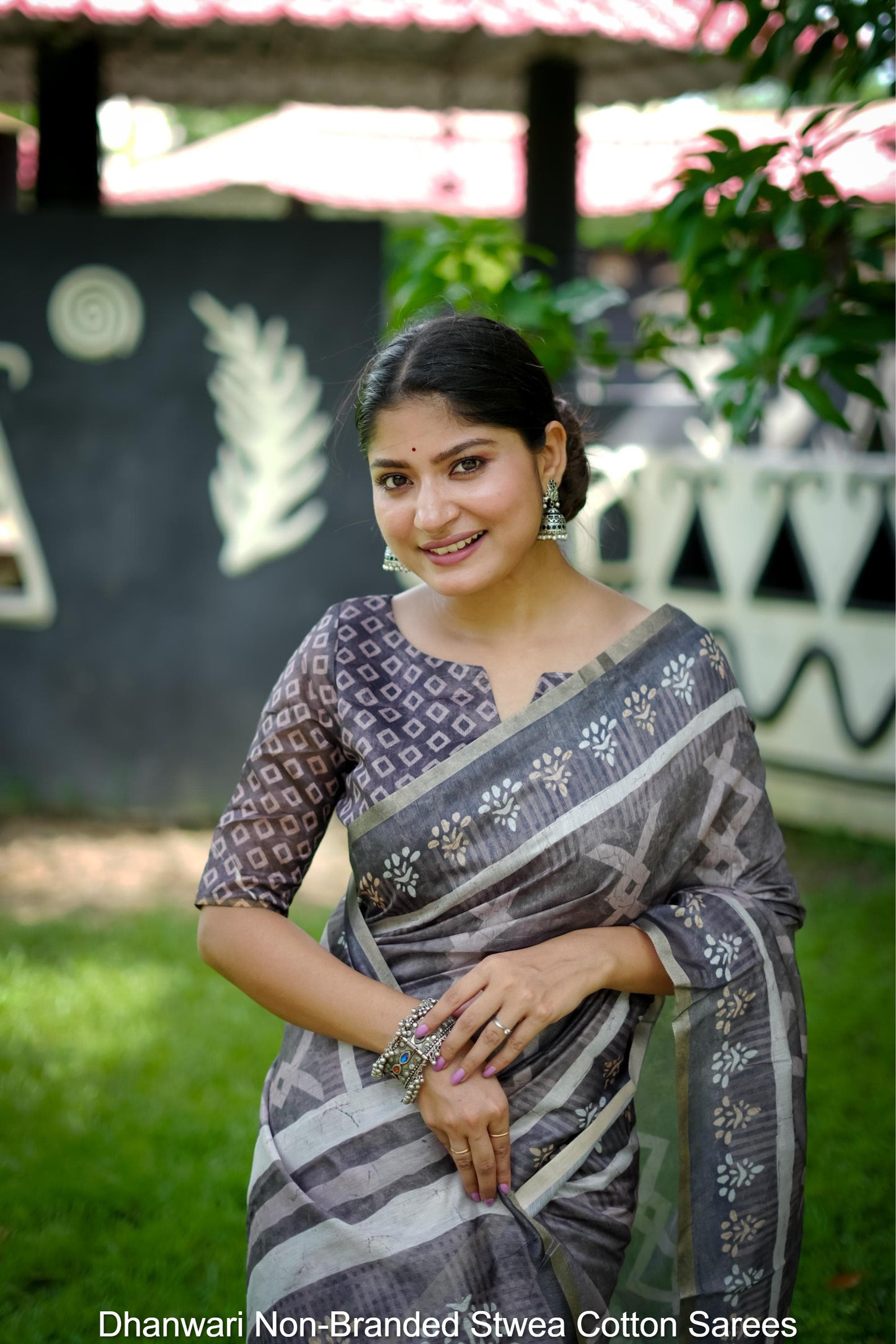 Dhanwari Non-Branded Stwea Cotton Sarees