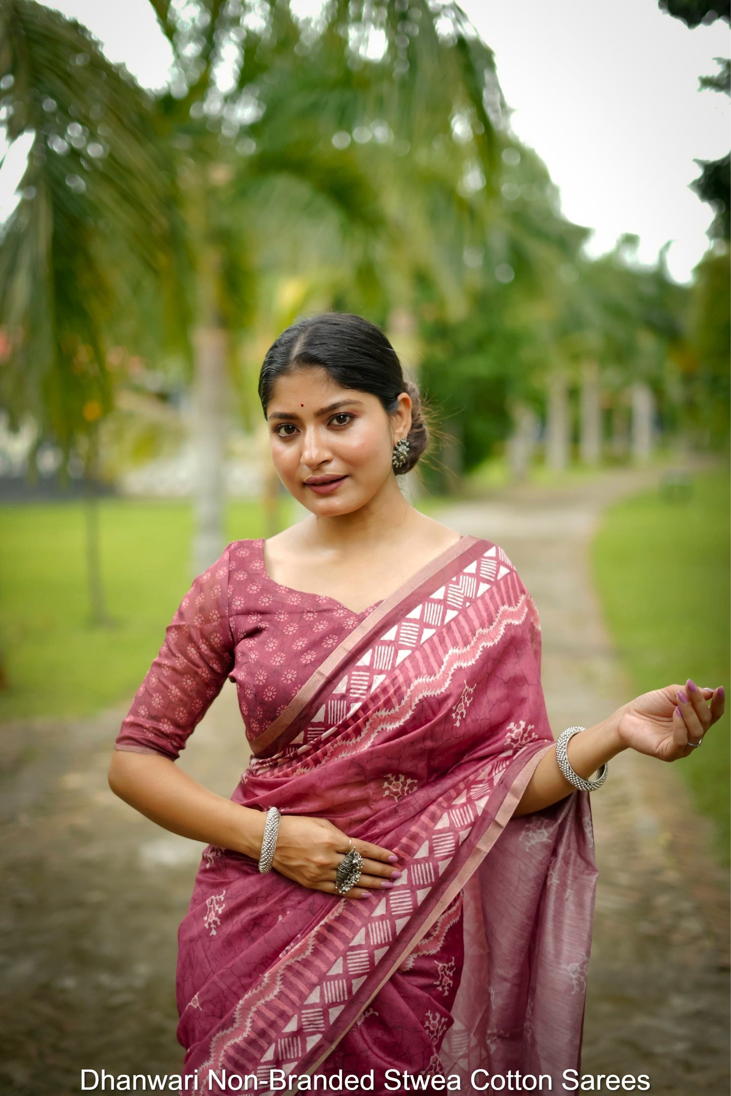 Dhanwari Non-Branded Stwea Cotton Sarees