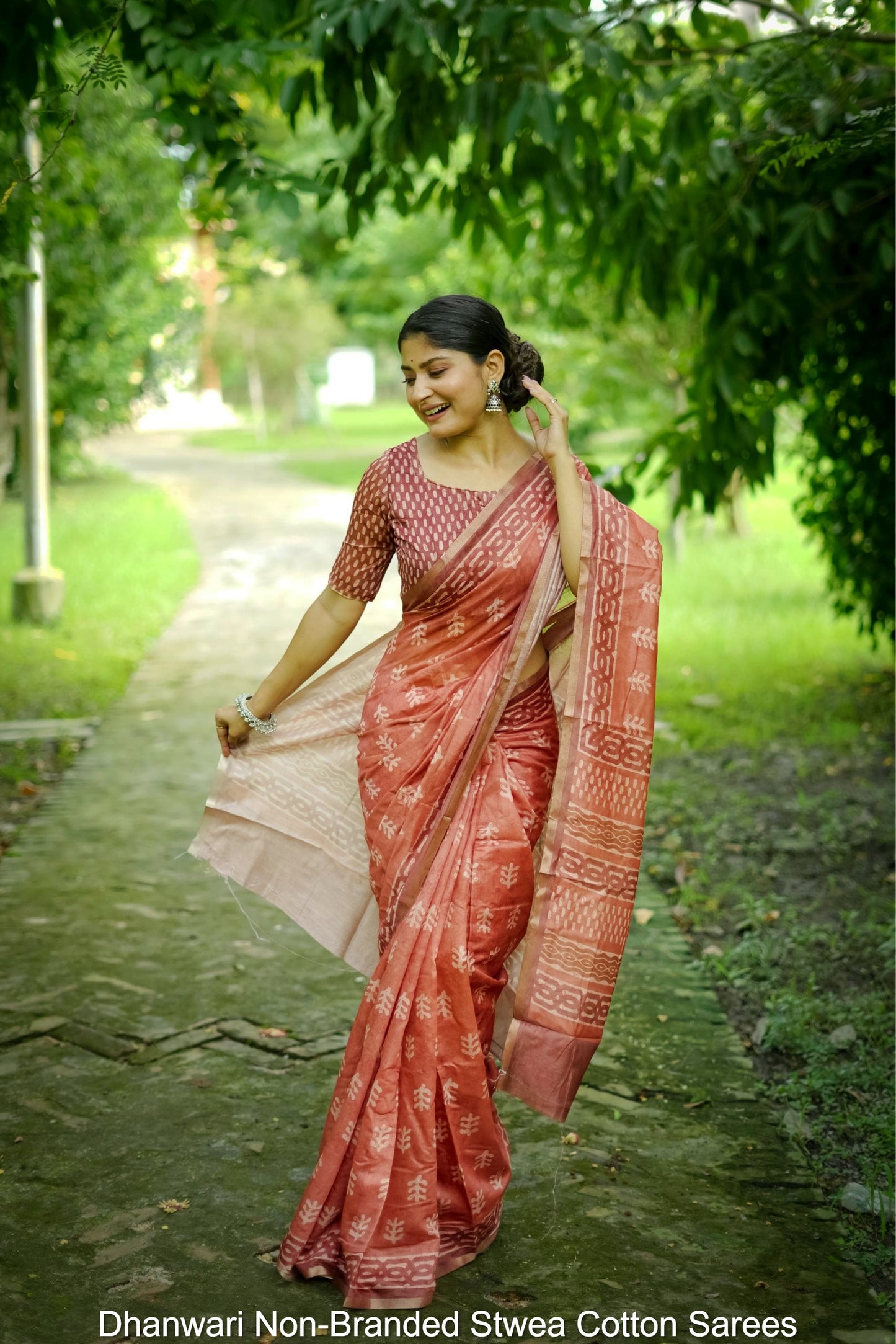 Dhanwari Non-Branded Stwea Cotton Sarees