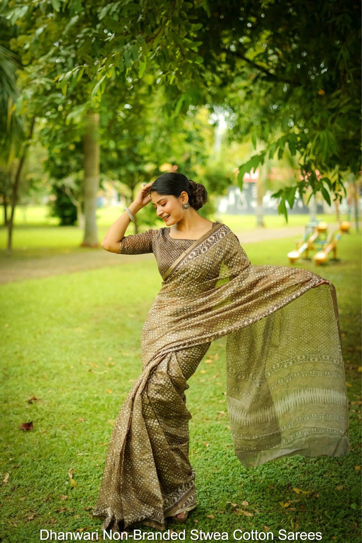 Dhanwari Non-Branded Stwea Cotton Sarees