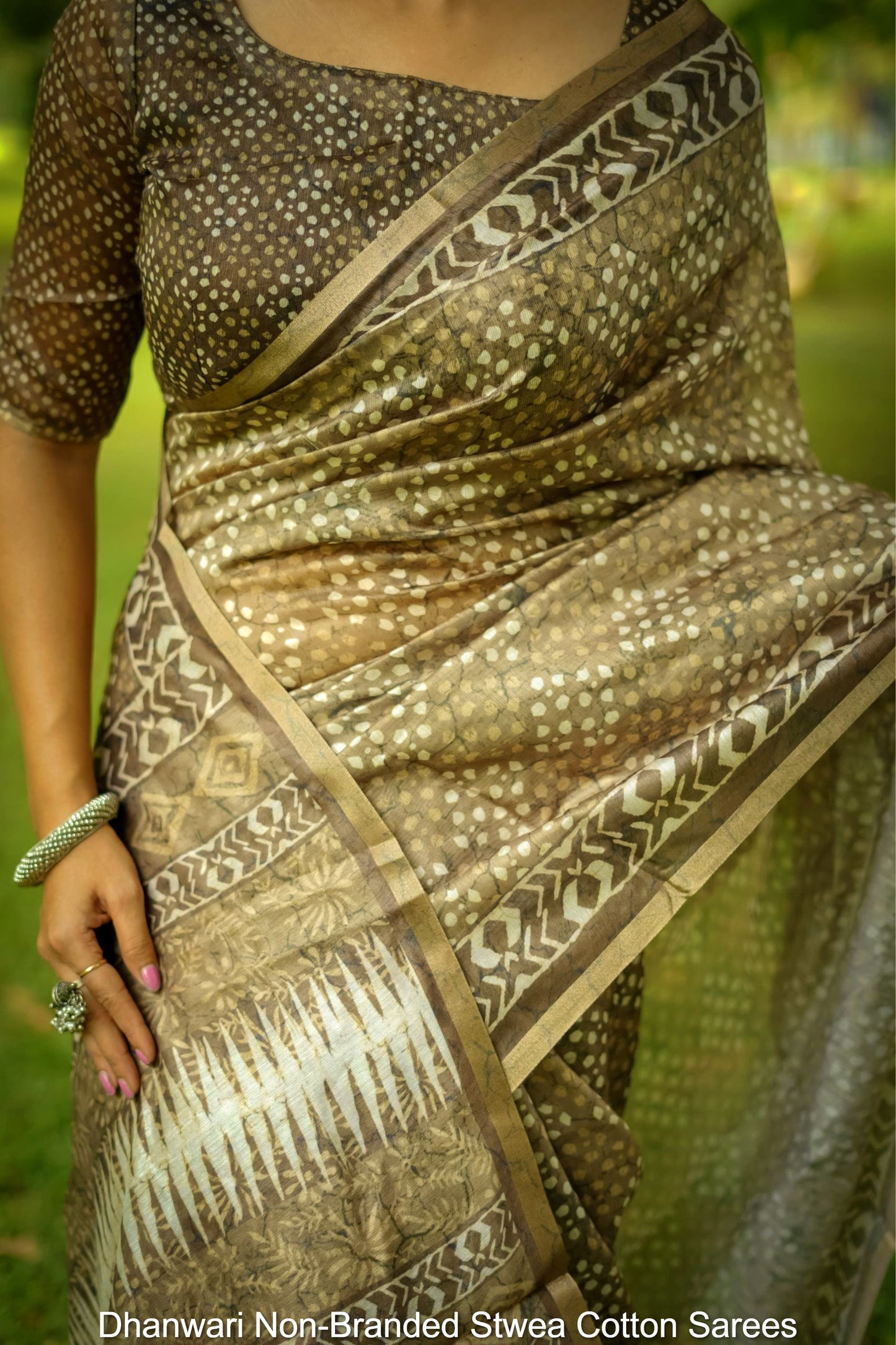 Dhanwari Non-Branded Stwea Cotton Sarees
