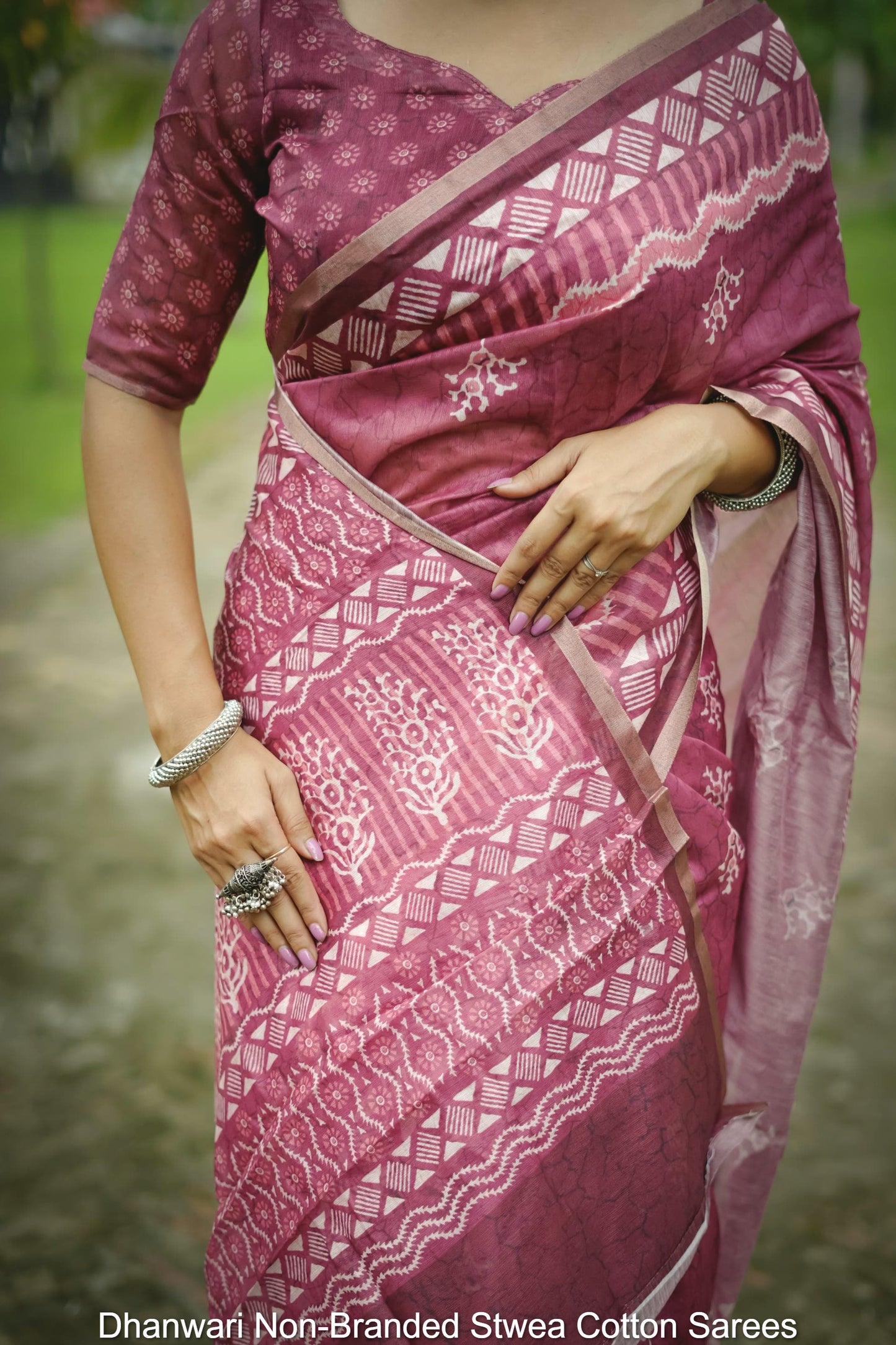 Dhanwari Non-Branded Stwea Cotton Sarees