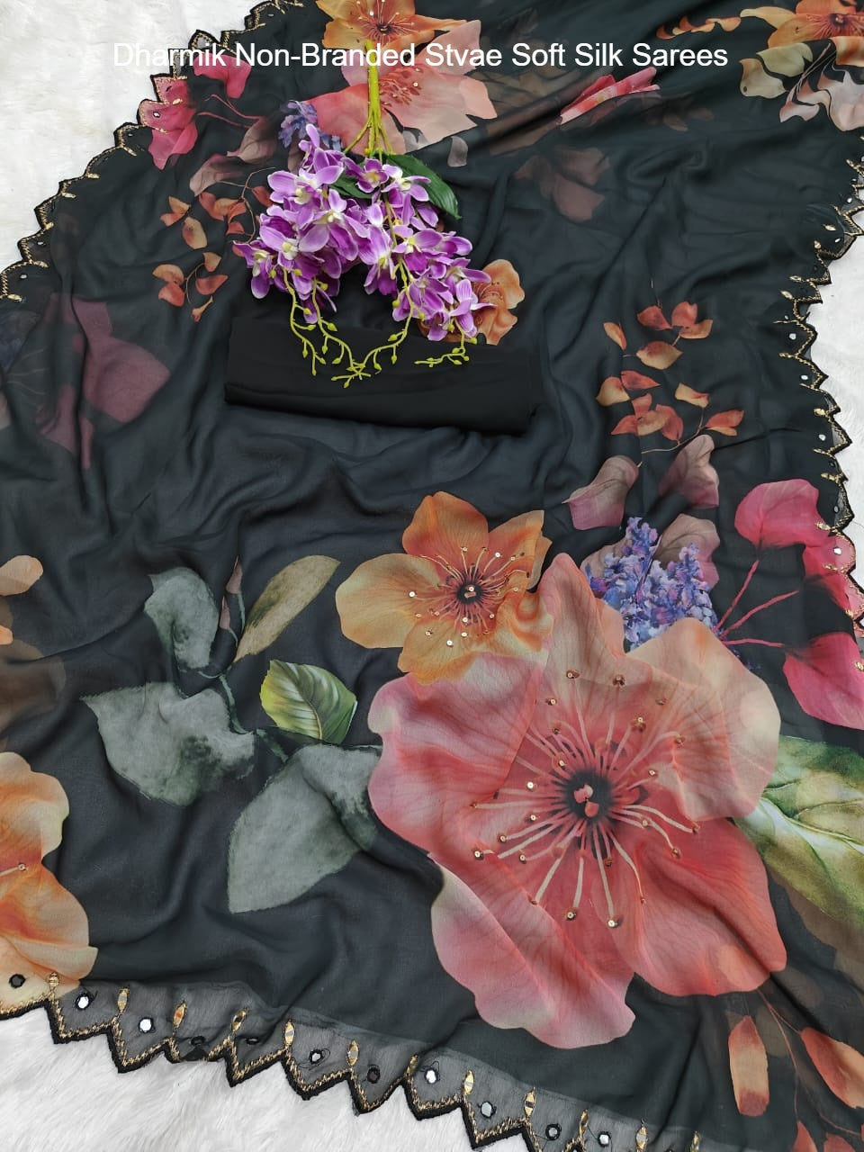 Dharmik Non-Branded Stvae Soft Silk Sarees