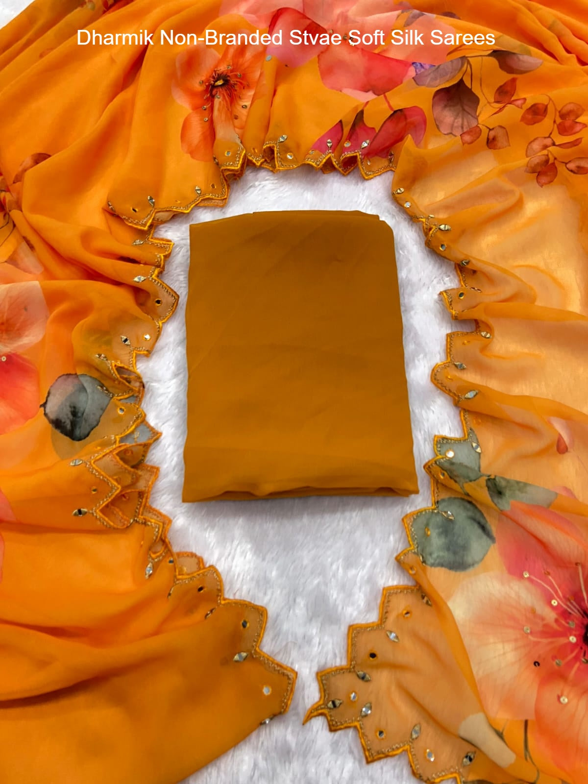 Dharmik Non-Branded Stvae Soft Silk Sarees