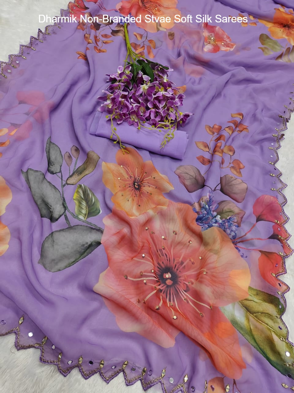 Dharmik Non-Branded Stvae Soft Silk Sarees