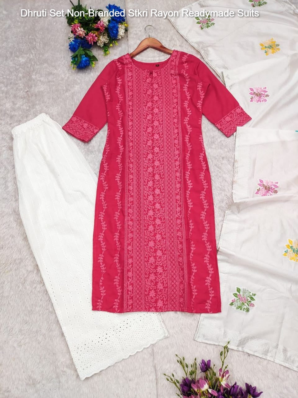 Dhruti Set Non-Branded Stkri Rayon Readymade Suits