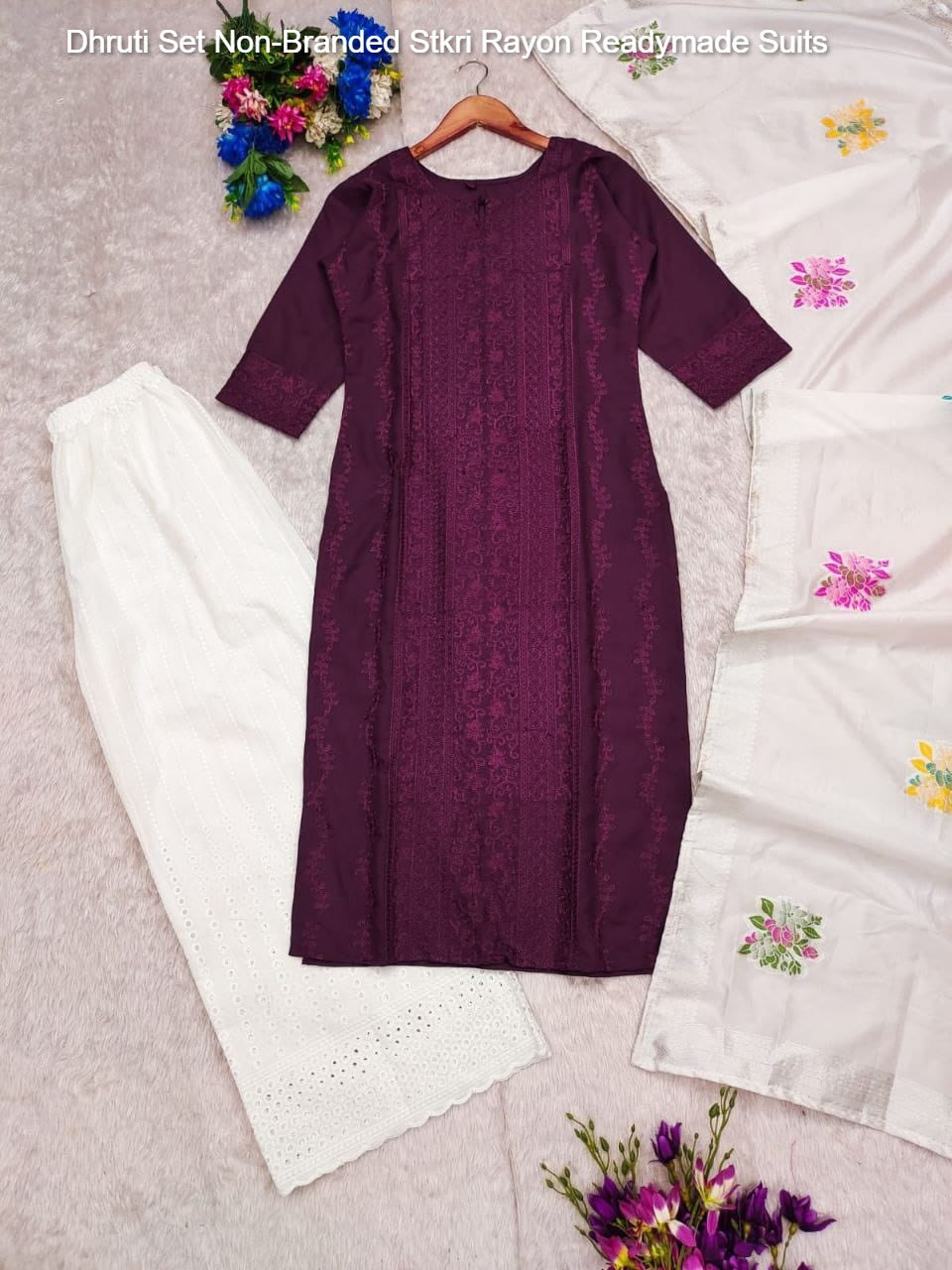 Dhruti Set Non-Branded Stkri Rayon Readymade Suits
