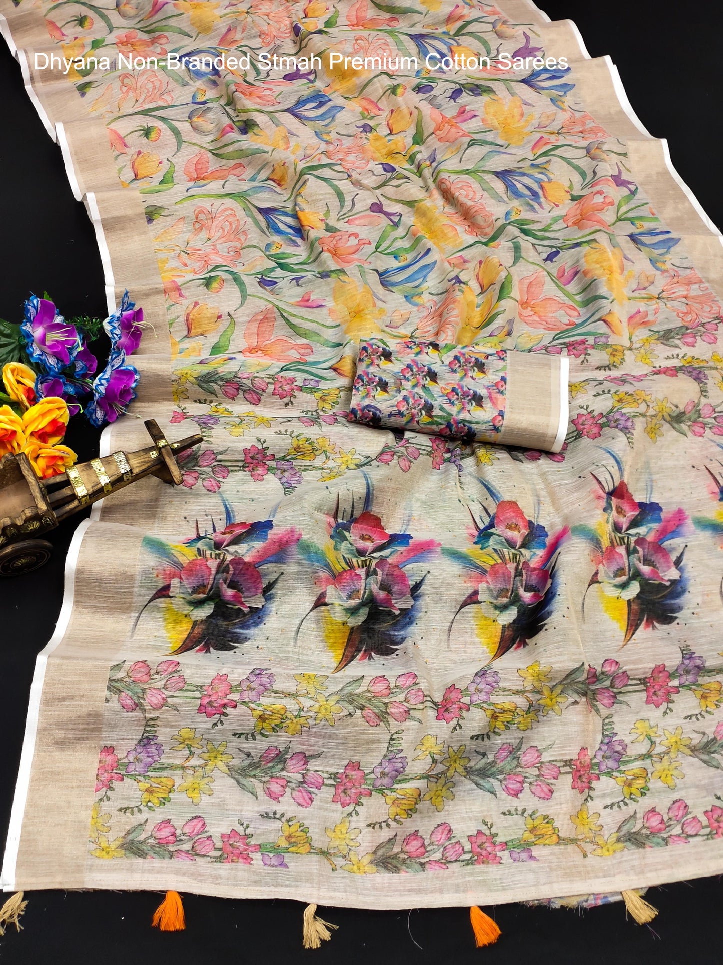 Dhyana Non-Branded Stmah Premium Cotton Sarees