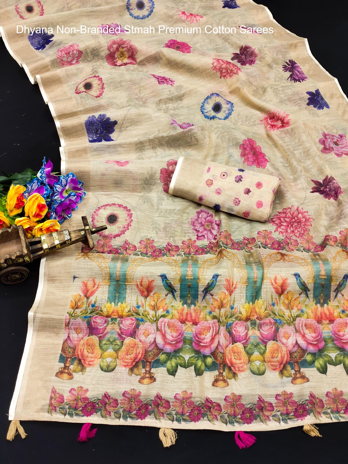 Dhyana Non-Branded Stmah Premium Cotton Sarees