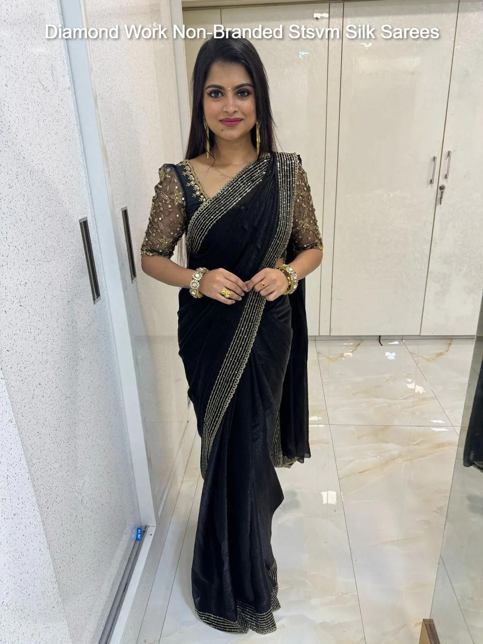 Diamond Work Non-Branded Stsvm Silk Sarees