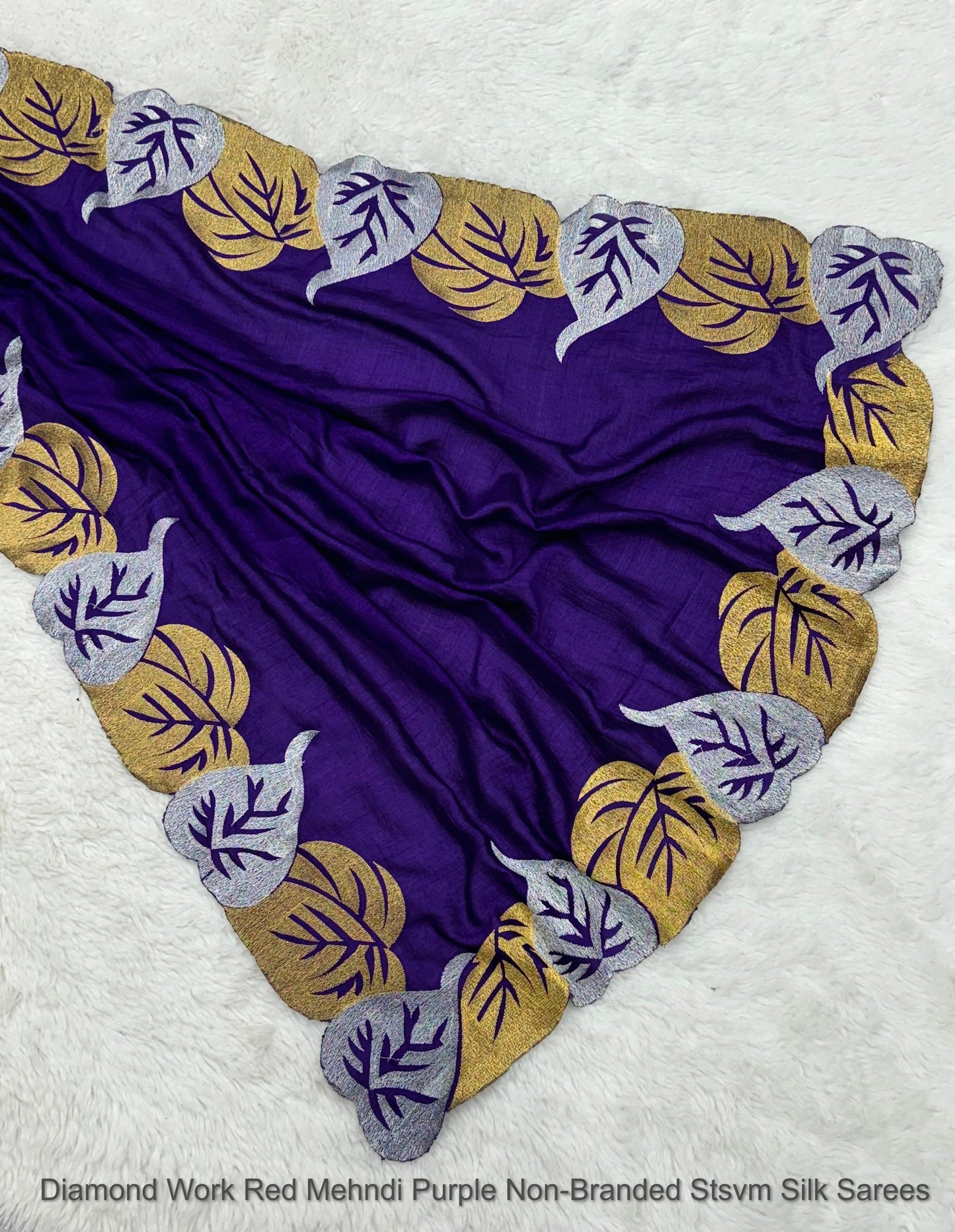 Diamond Work Red Mehndi Purple Non-Branded Stsvm Silk Sarees