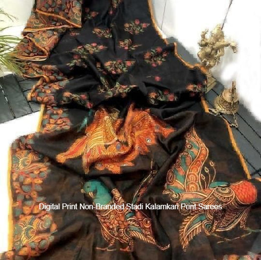 Digital Print Non-Branded Stadi Kalamkari Print Sarees