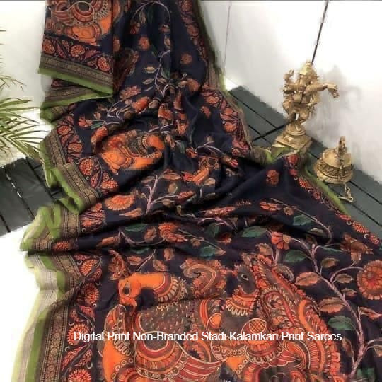 Digital Print Non-Branded Stadi Kalamkari Print Sarees
