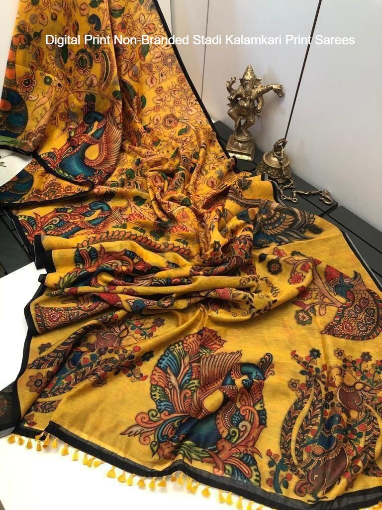 Digital Print Non-Branded Stadi Kalamkari Print Sarees