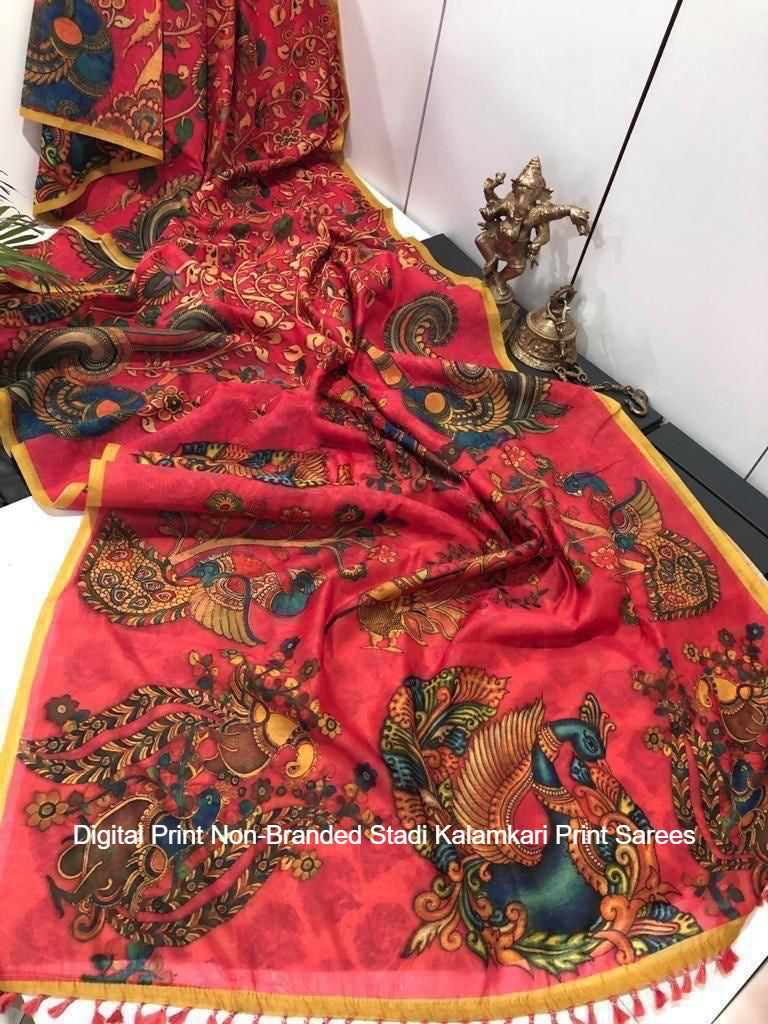 Digital Print Non-Branded Stadi Kalamkari Print Sarees
