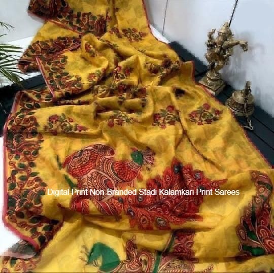 Digital Print Non-Branded Stadi Kalamkari Print Sarees