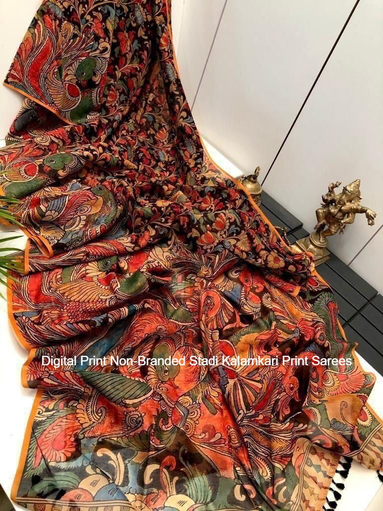 Digital Print Non-Branded Stadi Kalamkari Print Sarees
