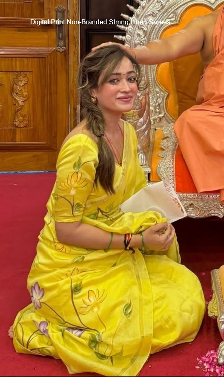 Digital Print Non-Branded Stmng Linen Sarees