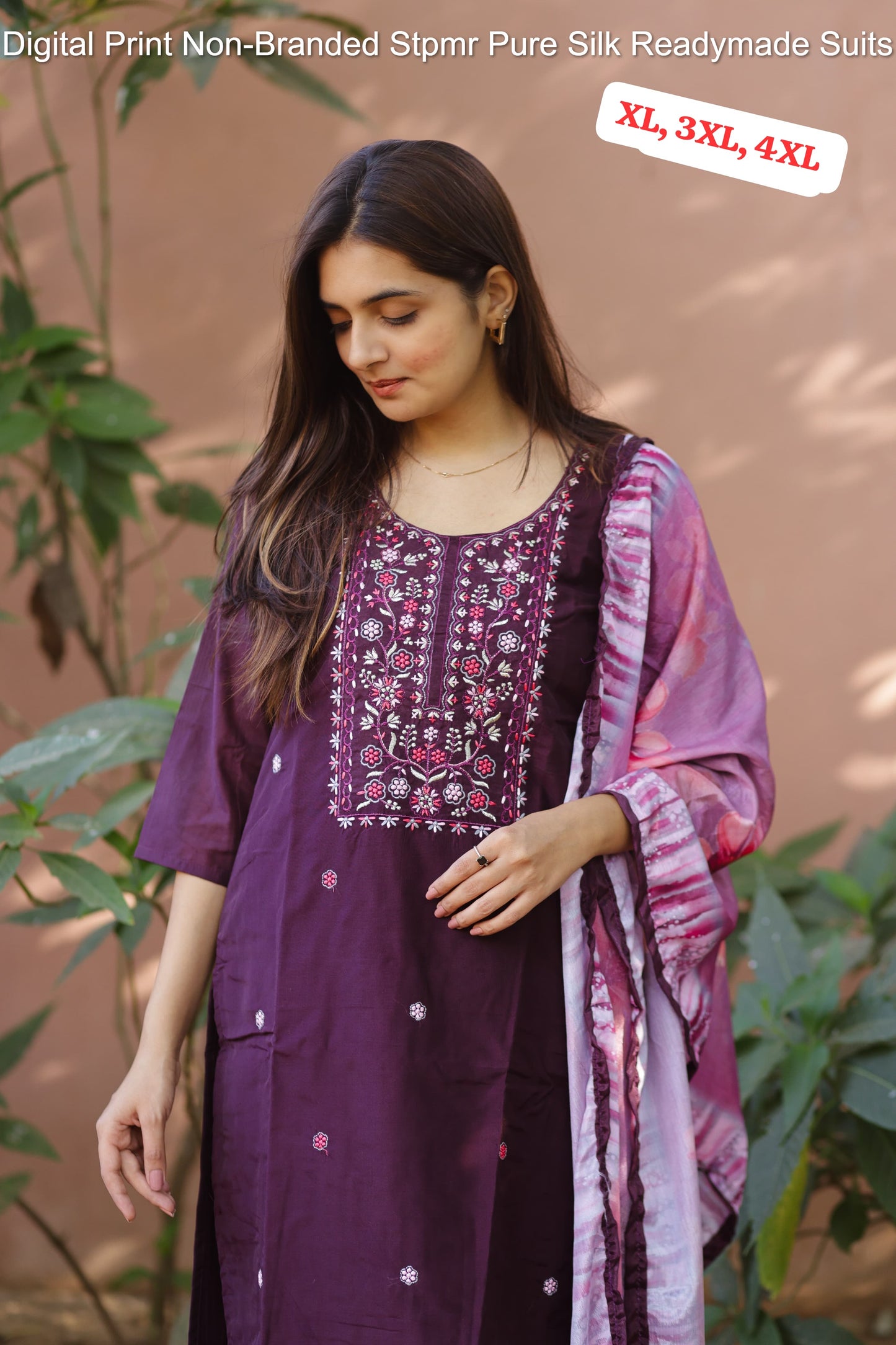 Digital Print Non-Branded Stpmr Pure Silk Readymade Suits