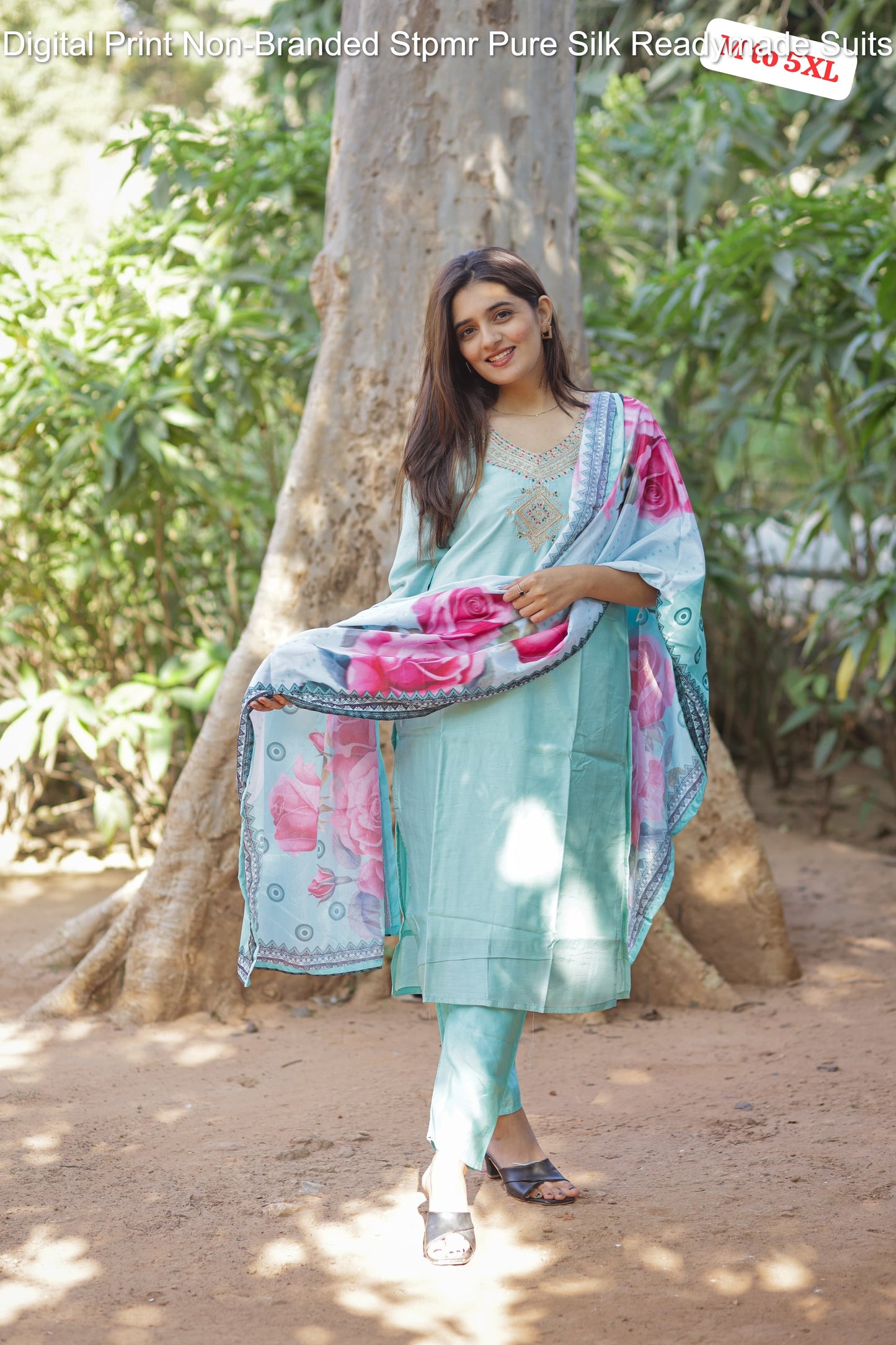 Digital Print Non-Branded Stpmr Pure Silk Readymade Suits