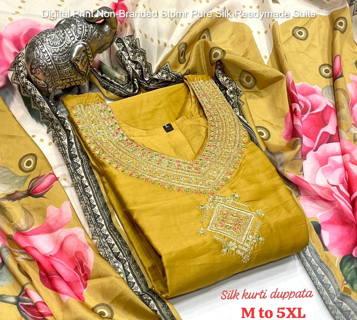 Digital Print Non-Branded Stpmr Pure Silk Readymade Suits