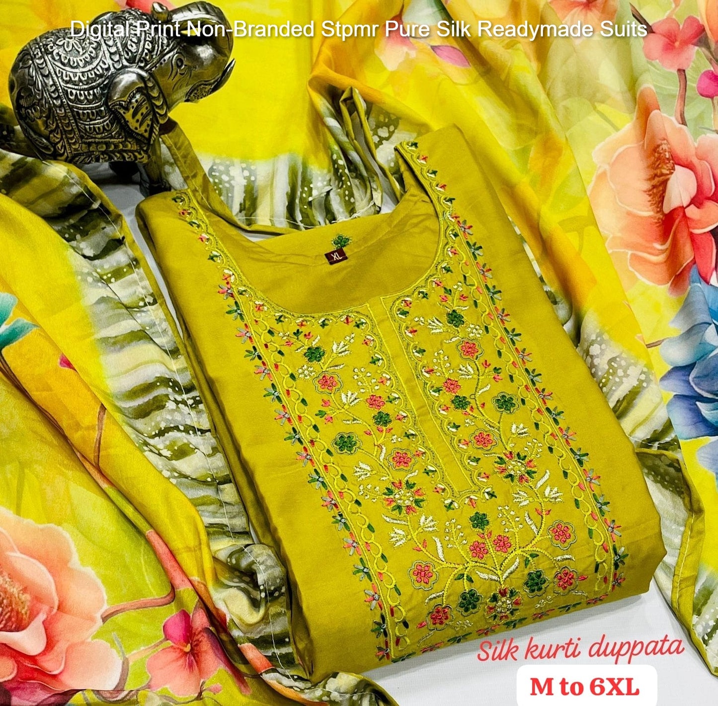 Digital Print Non-Branded Stpmr Pure Silk Readymade Suits