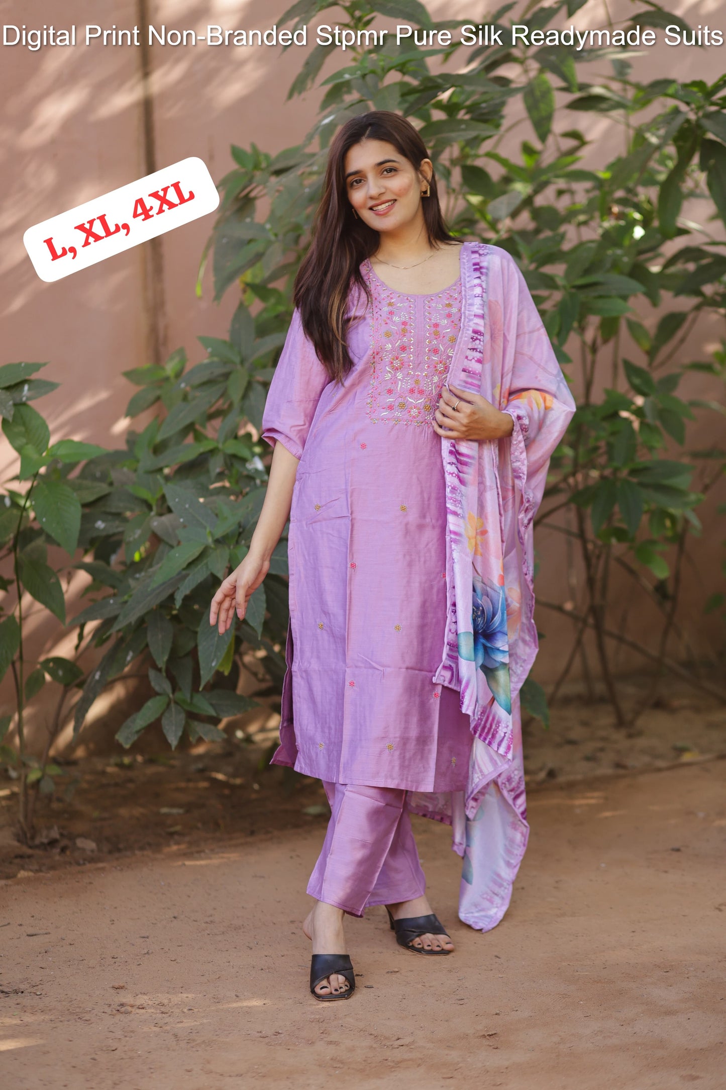 Digital Print Non-Branded Stpmr Pure Silk Readymade Suits